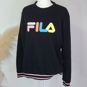 Fila multicolor logo black sweatshirt XXL
